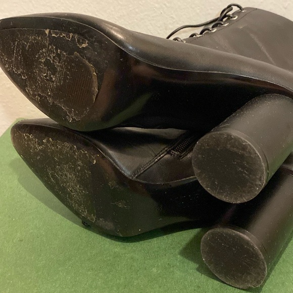 Zara Laced Leather Heeled Ankle Boots - Picture 6 of 10